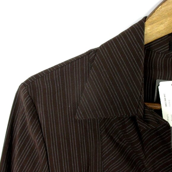 Toi & Moi Blouse Fitted Brown Button Down Pinstripe French Cuff Size L NWT $58 - Picture 3 of 7
